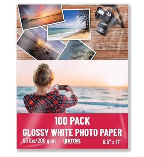 Better Office Products Glossy Photo Paper 8.5 x 11 Inch | 200 gsm, 100 Sheets, Photo Print Quality thumbnail 1