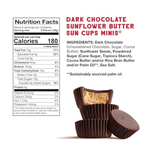 Free 2b Sunflower Butter Mini Sun Cups 4.2 oz Pack of 3 | Allergy Friendly, Dark Chocolate thumbnail 2