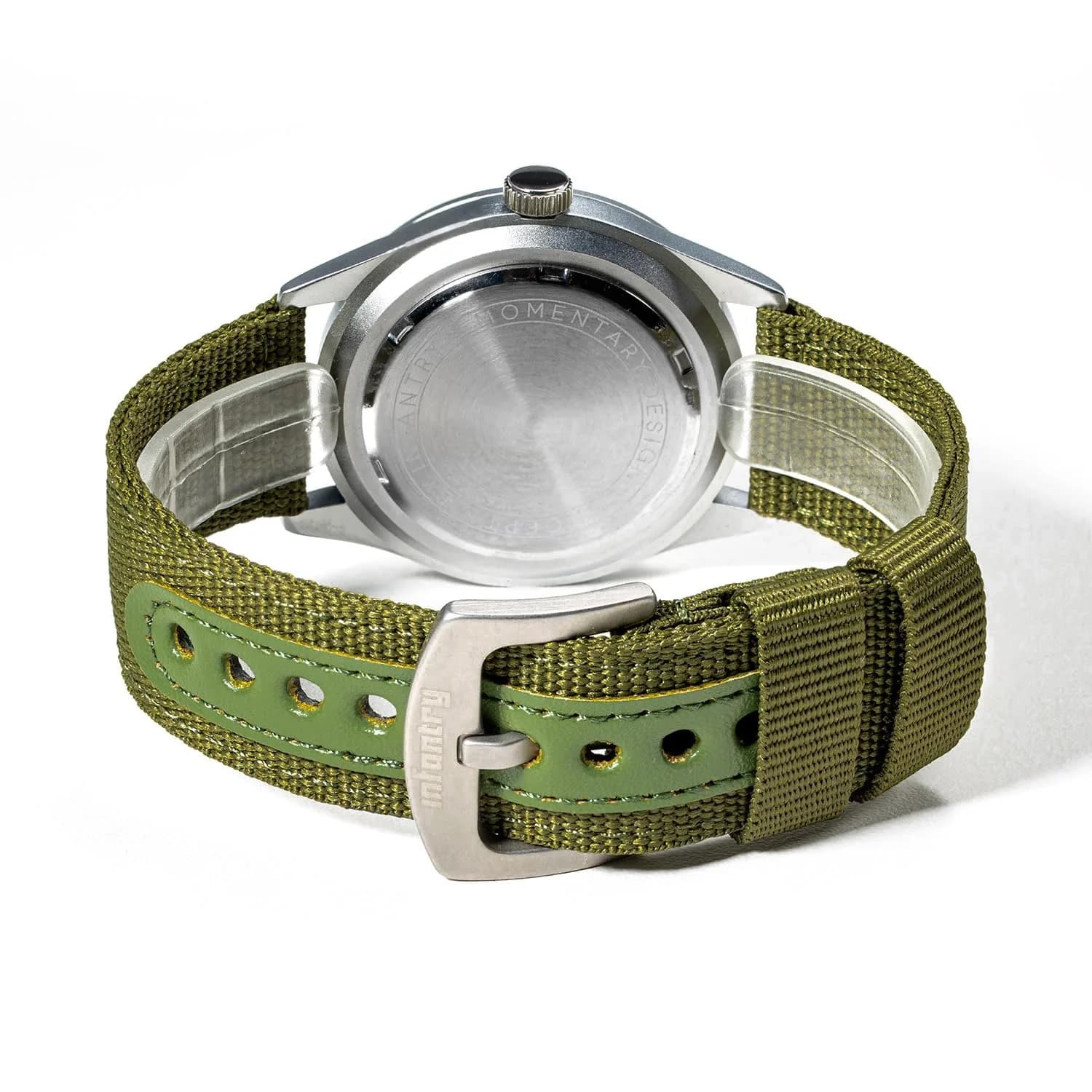 Infantry Mens Military Field Watch 40mm (1.57in) | Green Nylon Band, Easy Read Large Face, Japanese Quartz - view 7