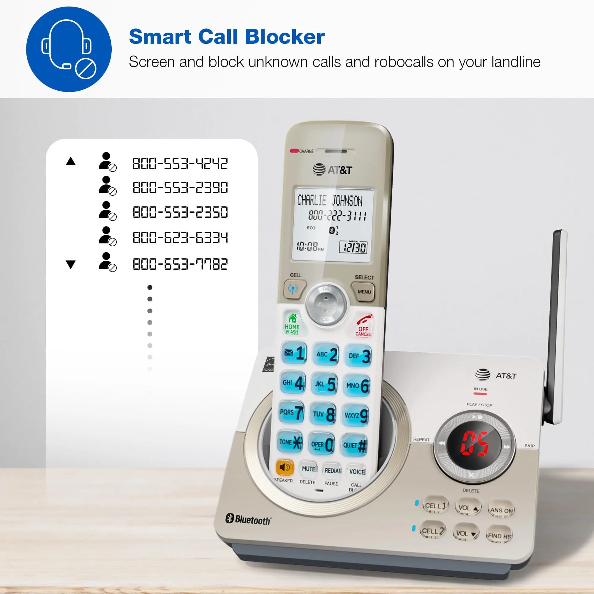 AT&T DL72219 DECT 6.0 2-Handset Cordless Phone with Connect to Cell & Call Blocking | 1.8" Backlit Display - view 2