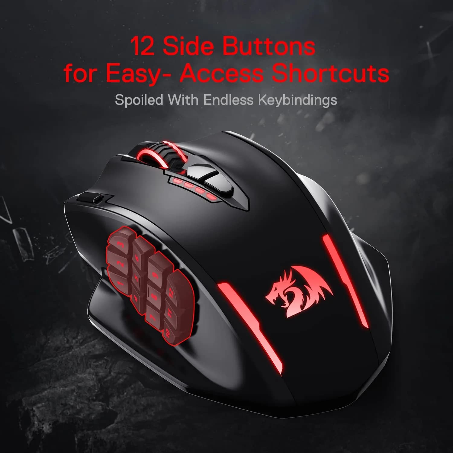 Redragon M913 Impact Elite Wireless RGB MMO Gaming Mouse 16000 DPI | 16 Programmable Buttons - view 2