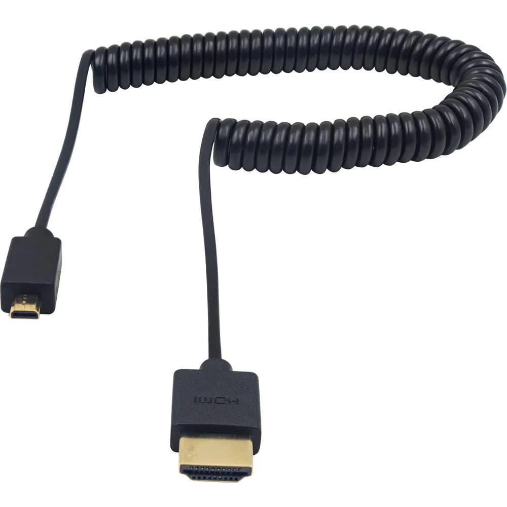 Duttek 4K Micro HDMI to HDMI Coiled Cable 2.5m (8ft) | Supports 4K@60Hz, HDR, ARC - main product image