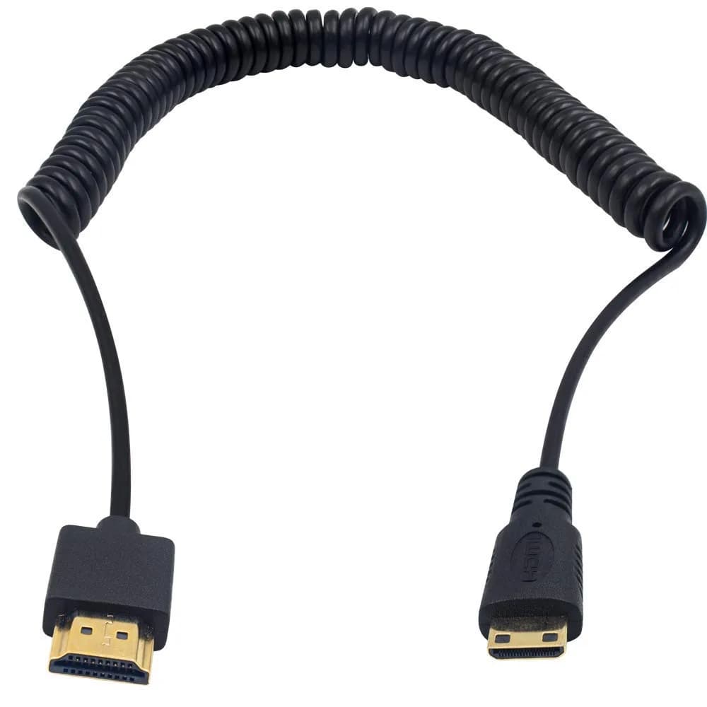 Duttek Ultra-Thin Mini HDMI to HDMI Coiled Cable 2.5M (8FT) | Supports 4K@60Hz, 1080p, 3D — 2.5M/8 FT