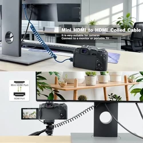 Duttek Ultra-Thin Mini HDMI to HDMI Coiled Cable 2.5M (8FT) | Supports 4K@60Hz, 1080p, 3D thumbnail 3