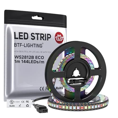 BTF-LIGHTING WS2812B IC RGB LED Strip 3.2FT 144LED IP30 | Individually Addressable & UL Listed thumbnail 1