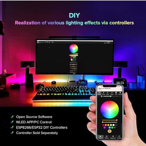 BTF-LIGHTING WS2812B IC RGB LED Strip 3.2FT 144LED IP30 | Individually Addressable & UL Listed thumbnail 7