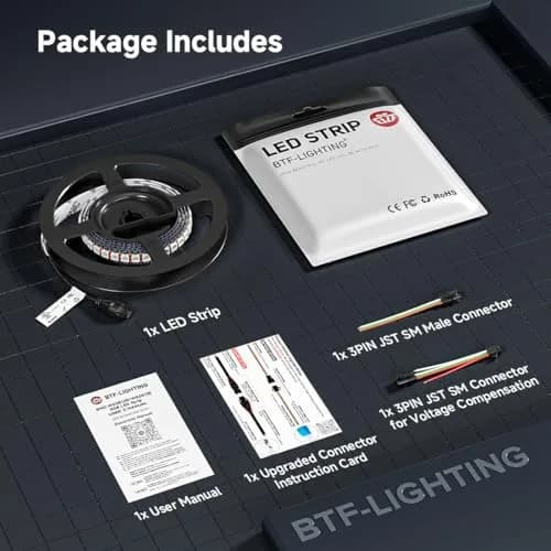 BTF-LIGHTING WS2812B IC RGB LED Strip 3.2FT 144LED IP30 | Individually Addressable & UL Listed thumbnail 9