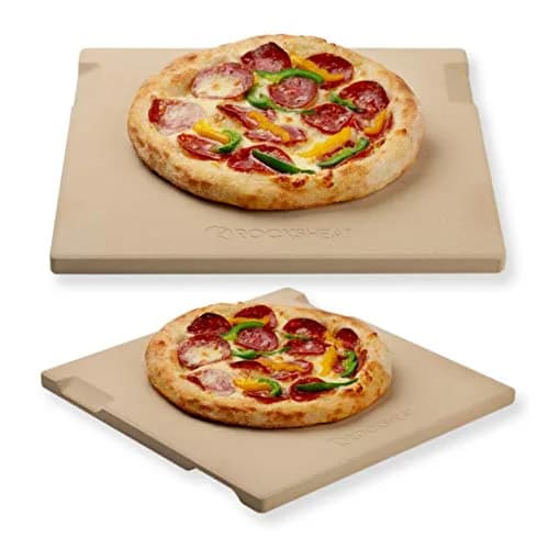 ROCKSHEAT Pizza Stone 12" x 12" Square | 1400℉ Resistance, Double Handles, Cordierite Baking Stone thumbnail 1