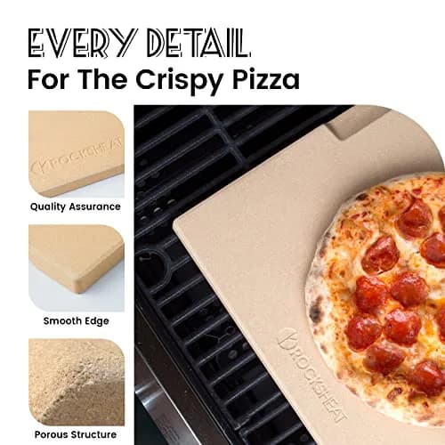 ROCKSHEAT Pizza Stone 12" x 12" Square | 1400℉ Resistance, Double Handles, Cordierite Baking Stone thumbnail 9