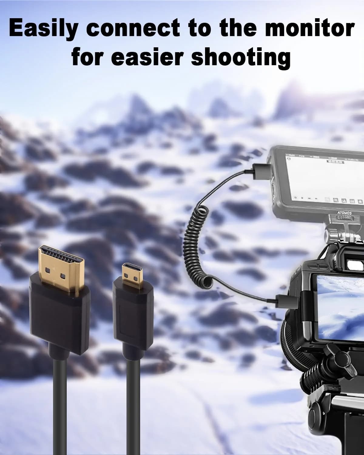 Duttek Extreme Thin Coiled Micro HDMI to HDMI Cable 1.8M (6FT) | 4K@60Hz, 18Gbps, ARC - view 4