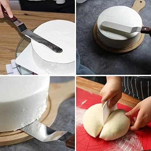 Awpeye Food Spatula Set for Cake Decorating, Icing & Frosting | 4 Sizes, Stainless Steel & Wooden Handles thumbnail 7
