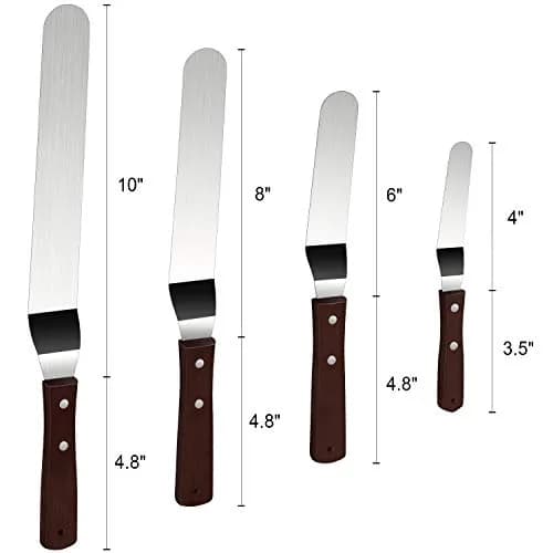 Awpeye Food Spatula Set for Cake Decorating, Icing & Frosting | 4 Sizes, Stainless Steel & Wooden Handles thumbnail 2