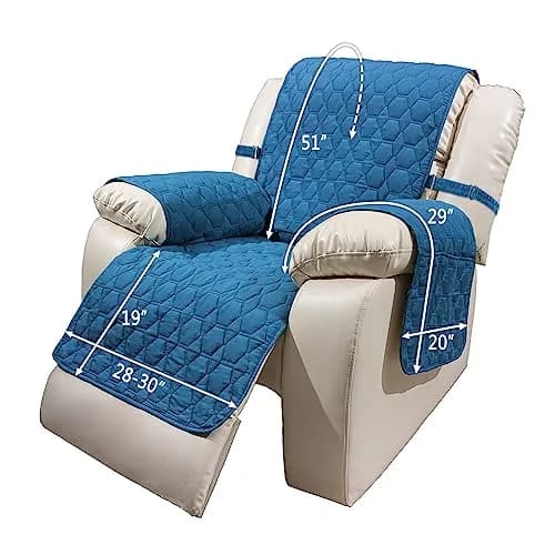 RBSC Home Recliner Chair Cover 30 Inches Peacock Blue Waterproof | Washable Furniture Protector thumbnail 2