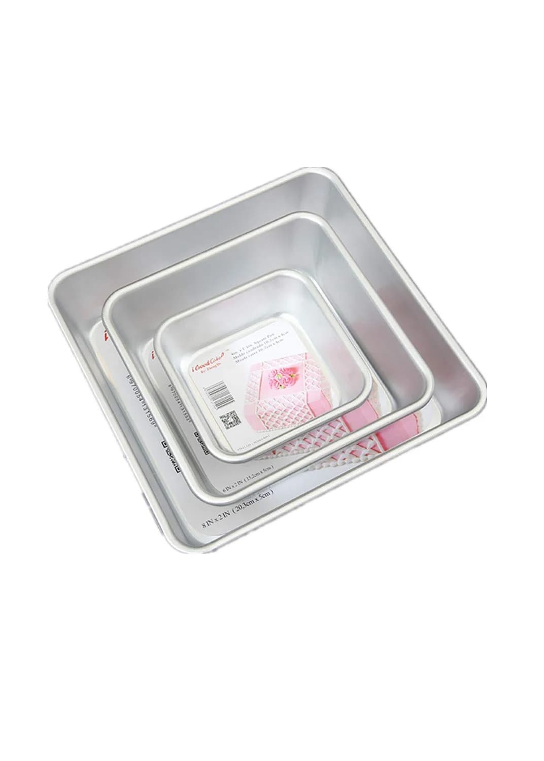 UgyDuky 3-Tiered Square Cake Pan Set 10.7cm (4.2") 16.5cm (6.5") 21.6cm (8.5") | Even Baking for Multilayer Cakes