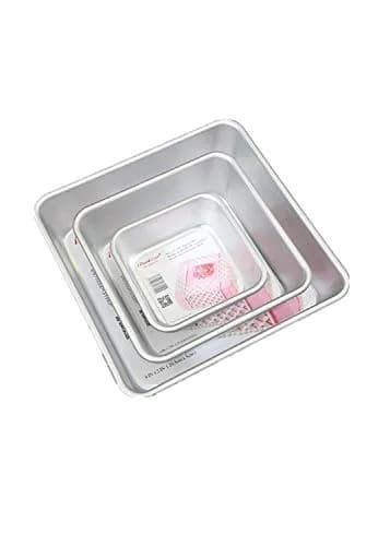 UgyDuky 3-Tiered Square Cake Pan Set 10.7cm (4.2") 16.5cm (6.5") 21.6cm (8.5") | Even Baking for Multilayer Cakes thumbnail 1