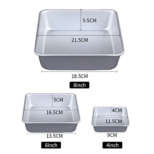 UgyDuky 3-Tiered Square Cake Pan Set 10.7cm (4.2") 16.5cm (6.5") 21.6cm (8.5") | Even Baking for Multilayer Cakes thumbnail 2