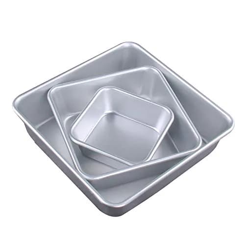 UgyDuky 3-Tiered Square Cake Pan Set 10.7cm (4.2") 16.5cm (6.5") 21.6cm (8.5") | Even Baking for Multilayer Cakes thumbnail 3