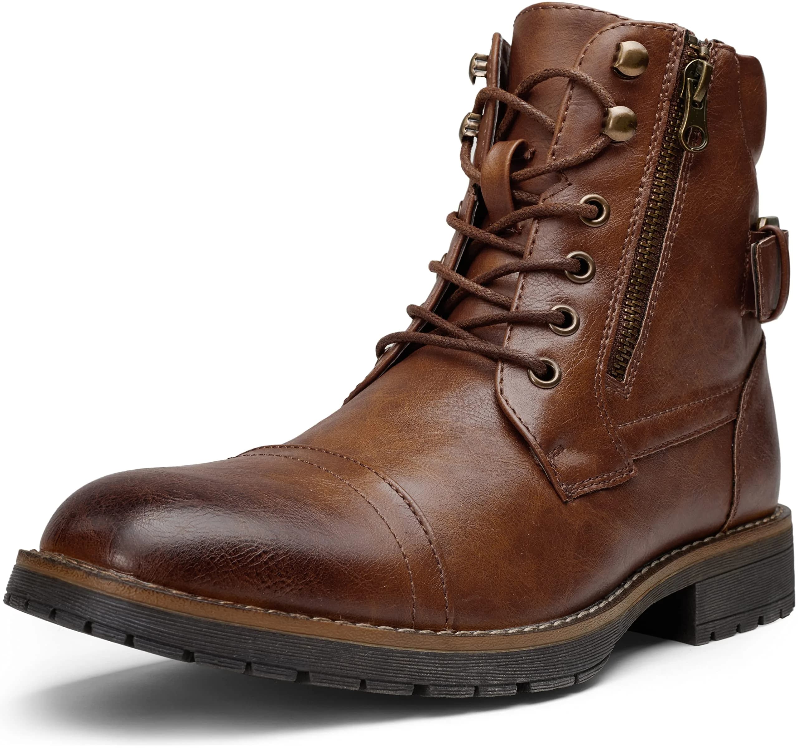 Vostey Men's Motorcycle Boots 678A Dark Brown 13 | Waterproof Riding Boots with Inside Zipper — Motorcycle678a-dark Brown