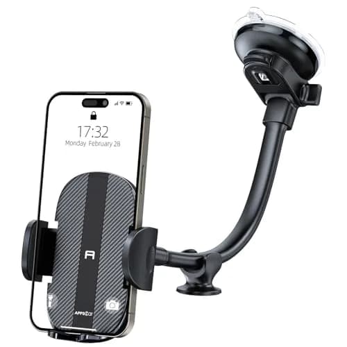 APPS2Car Gooseneck Car Phone Holder Dashboard Windshield Mount Flexible Arm with 360° Swivel Tilt Cradle Grip | 10.4cm (4.1in) Max Width thumbnail 1