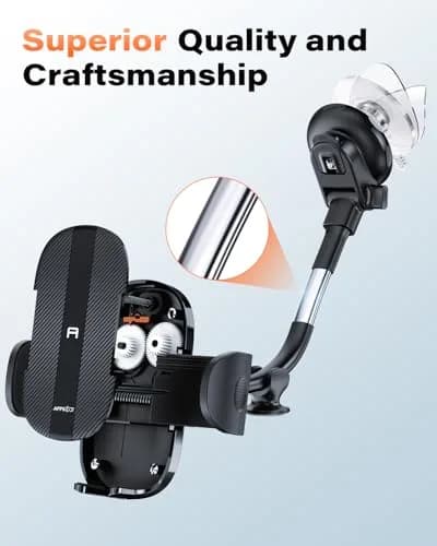 APPS2Car Gooseneck Car Phone Holder Dashboard Windshield Mount Flexible Arm with 360° Swivel Tilt Cradle Grip | 10.4cm (4.1in) Max Width thumbnail 7