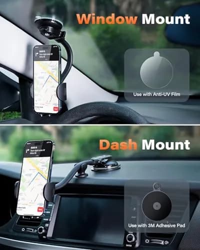 APPS2Car Gooseneck Car Phone Holder Dashboard Windshield Mount Flexible Arm with 360° Swivel Tilt Cradle Grip | 10.4cm (4.1in) Max Width thumbnail 2