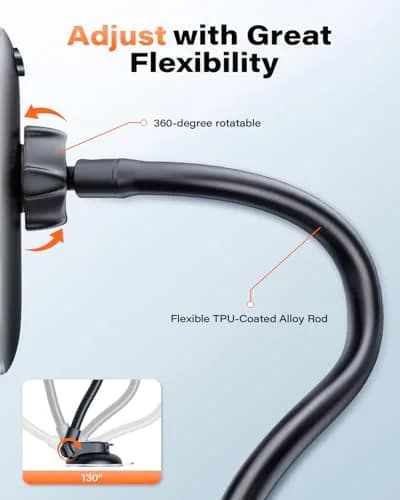 APPS2Car Gooseneck Car Phone Holder Dashboard Windshield Mount Flexible Arm with 360° Swivel Tilt Cradle Grip | 10.4cm (4.1in) Max Width thumbnail 3