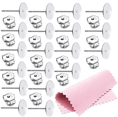 Moonear 925 Sterling Silver Earrings Posts Flat Pad Earring Studs with Butterfly Backs (6mm Pad, 25 Pairs) thumbnail 1
