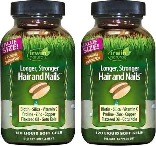 Irwin Naturals Longer, Stronger Hair & Nails Formula 120 Liquid Soft-Gels | Supports Hair & Nail Wellness thumbnail 1