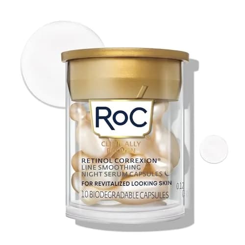 RoC Retinol Correxion Line Smoothing Night Serum Capsules 10 Count | Fragrance-Free Anti-Aging Treatment for Wrinkles thumbnail 1