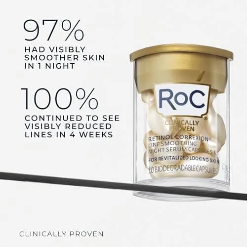 RoC Retinol Correxion Line Smoothing Night Serum Capsules 10 Count | Fragrance-Free Anti-Aging Treatment for Wrinkles thumbnail 3