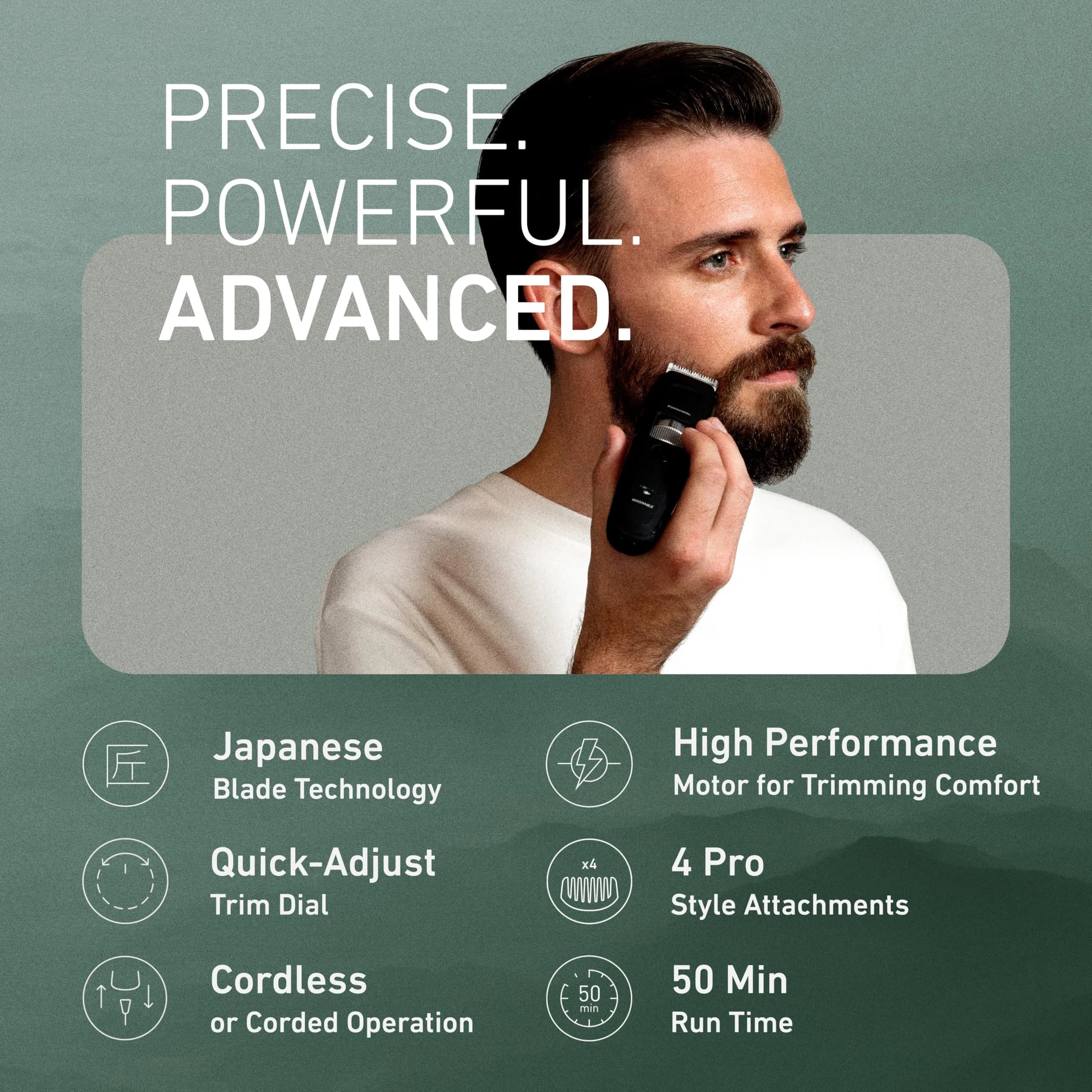 Panasonic ER-GB96-K Beard Trimmer for Men, 0.5mm-30mm Length Settings | Corded or Cordless Use - view 2