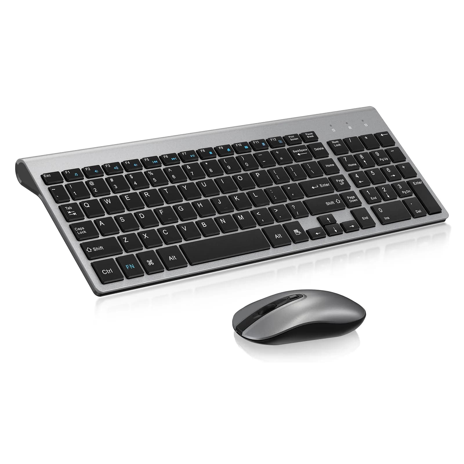 cimetech Wireless Keyboard and Mouse Combo Grey Black | Quiet Scissor-Switch Keys & 2.4GHz Plug-and-Play