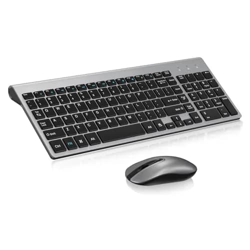 cimetech Wireless Keyboard and Mouse Combo Grey Black | Quiet Scissor-Switch Keys & 2.4GHz Plug-and-Play thumbnail 1