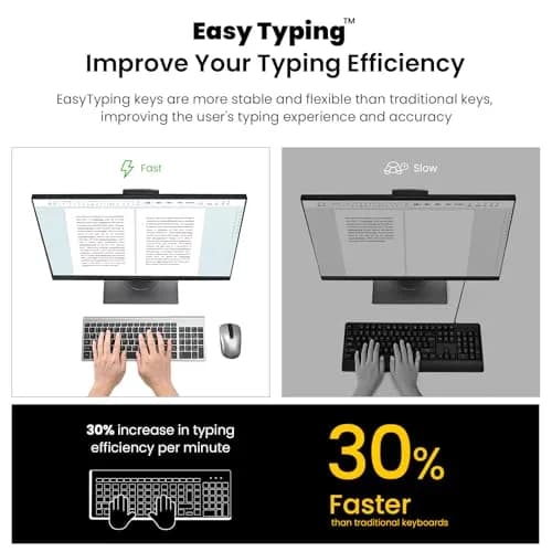 cimetech Wireless Keyboard and Mouse Combo Grey Black | Quiet Scissor-Switch Keys & 2.4GHz Plug-and-Play thumbnail 3