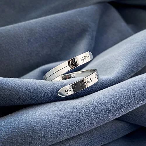 Vrycot You Got This Inspirational Ring Adjustable Stainless Steel | Silver Tone thumbnail 4