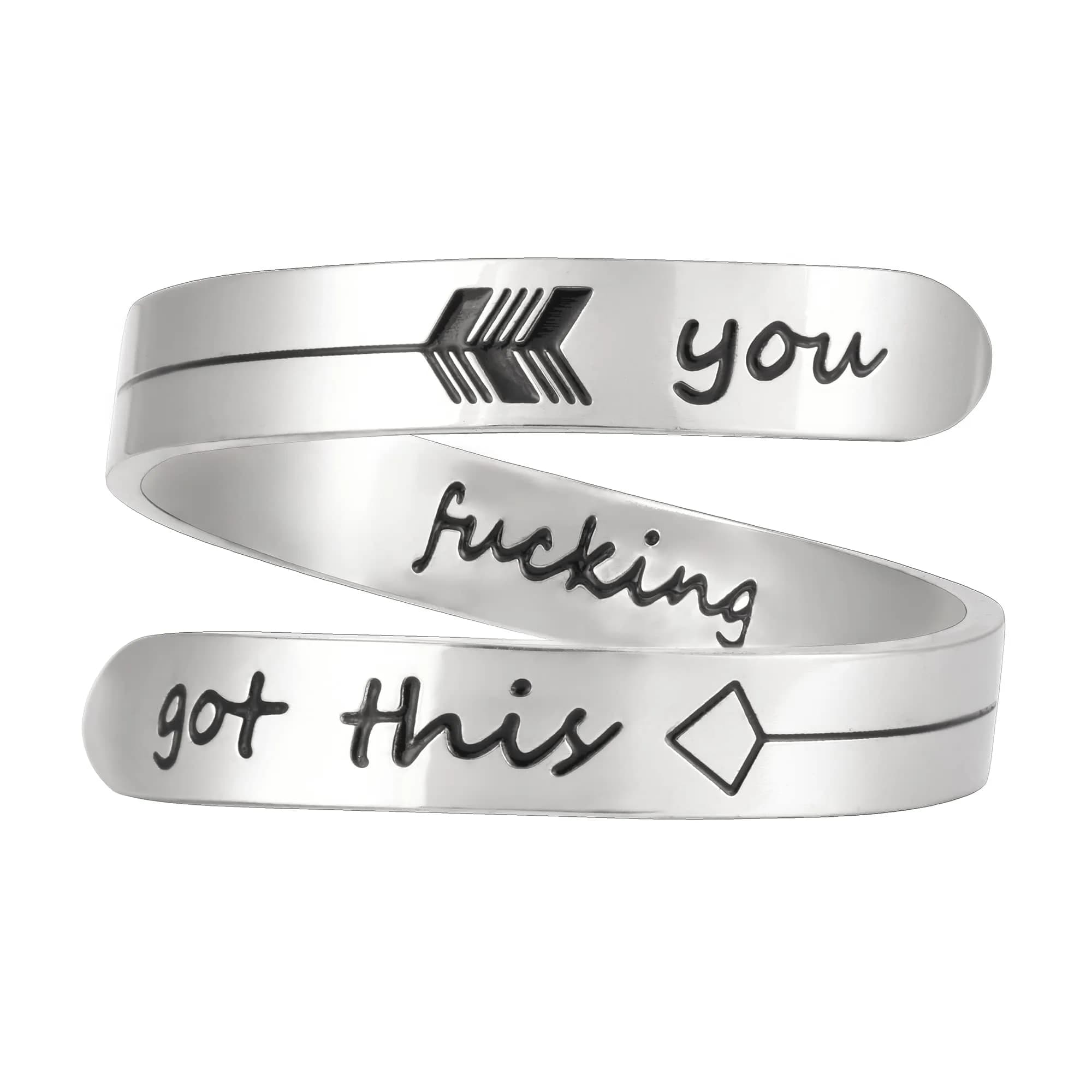 Vrycot You Got This Inspirational Ring Adjustable Stainless Steel | Silver Tone — youi f got this
