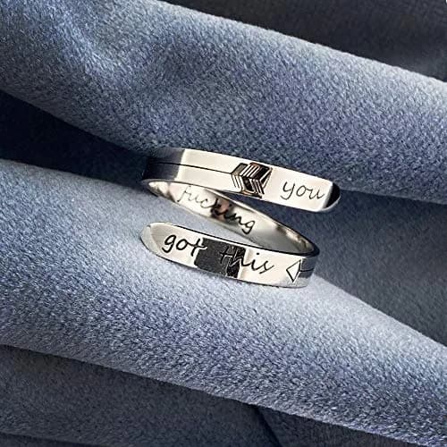 Vrycot You Got This Inspirational Ring Adjustable Stainless Steel | Silver Tone thumbnail 2