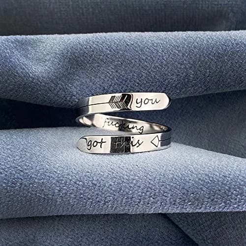 Vrycot You Got This Inspirational Ring Adjustable Stainless Steel | Silver Tone thumbnail 3
