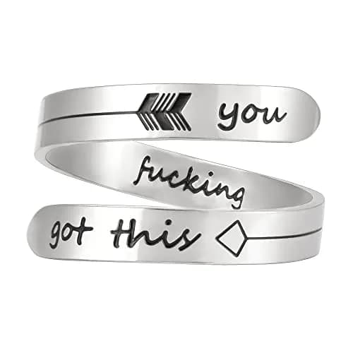 Vrycot You Got This Inspirational Ring Adjustable Stainless Steel | Silver Tone - main product image