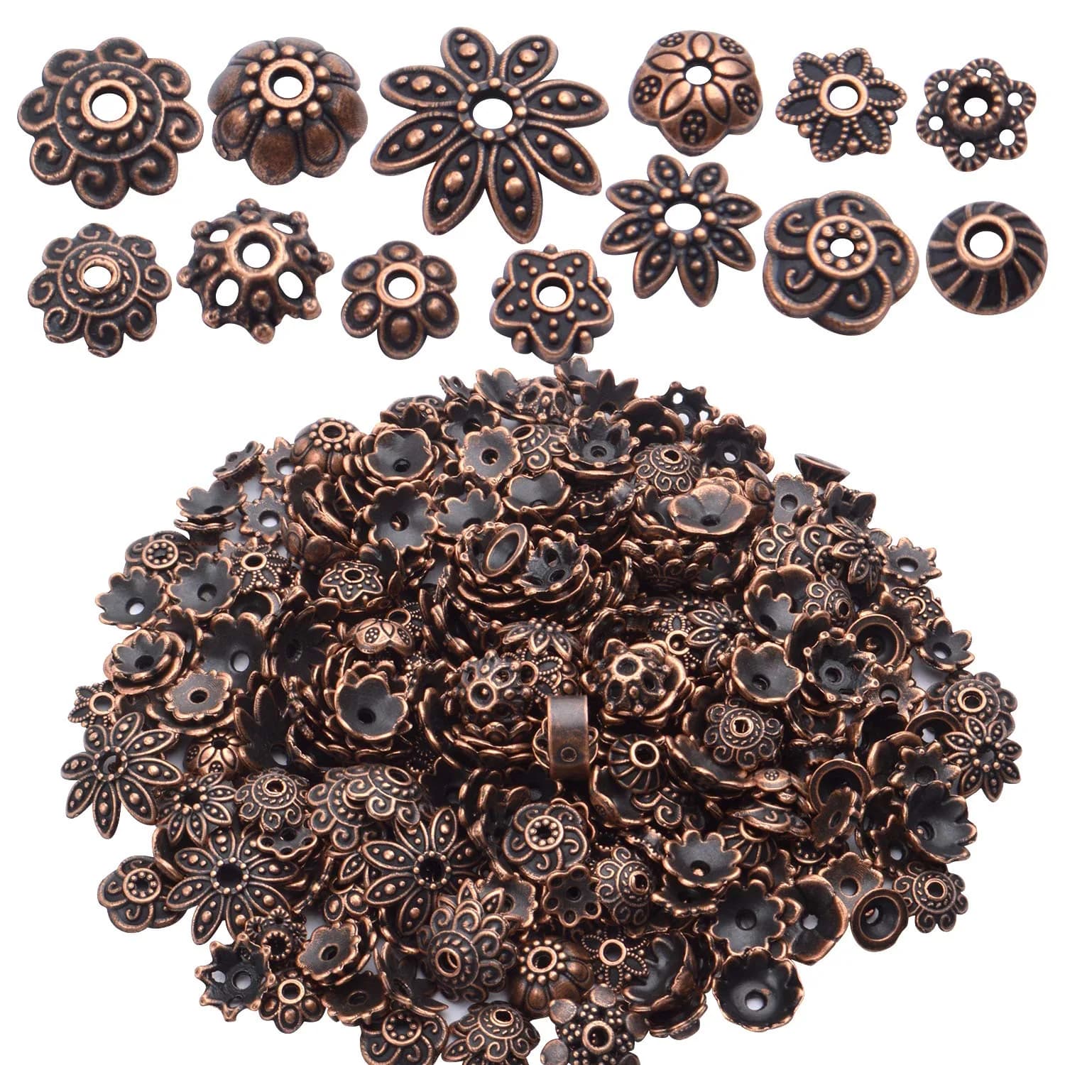BronaGrand Bead Caps 100g Antique Copper | Metal Jewelry Spacers for Crafting