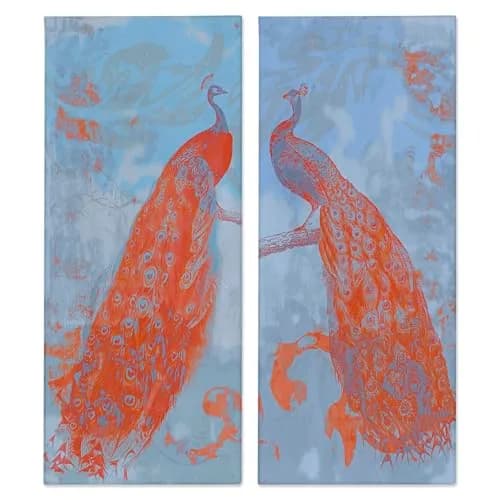 Stupell Industries Elegant Peacock Feathers Forest Bird Canvas Wall Art Set 25.4cm x 61cm (10" x 24") | Nature Inspired Art thumbnail 1