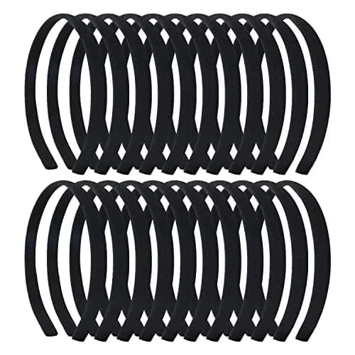 Lawie 20 Pack 0.6 Inch Black Cloth Headbands | Unisex Thin Plastic Hair Hoop for Women Girls thumbnail 1
