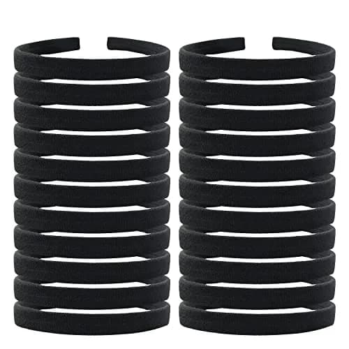 Lawie 20 Pack 0.6 Inch Black Cloth Headbands | Unisex Thin Plastic Hair Hoop for Women Girls thumbnail 2