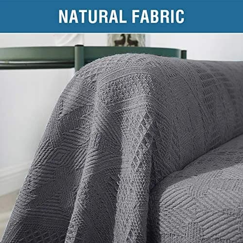 H.VERSAILTEX Cotton Sofa Cover Large | Thick Woven Jacquard with Tassels (71" x 102") thumbnail 2
