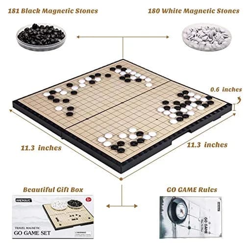 AMEROUS Magnetic Go Game Set 19x19 Grid | Educational Strategy Board Game for Kids & Adults thumbnail 3
