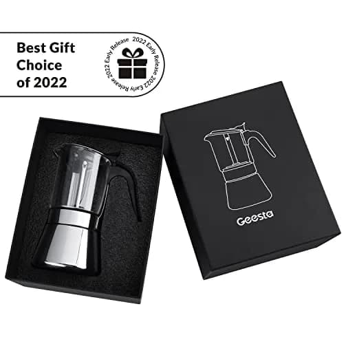 Geesta 6 Cup Stainless Steel Stovetop Espresso Moka Pot | 240ml (8.5oz) for Rich Coffee thumbnail 2