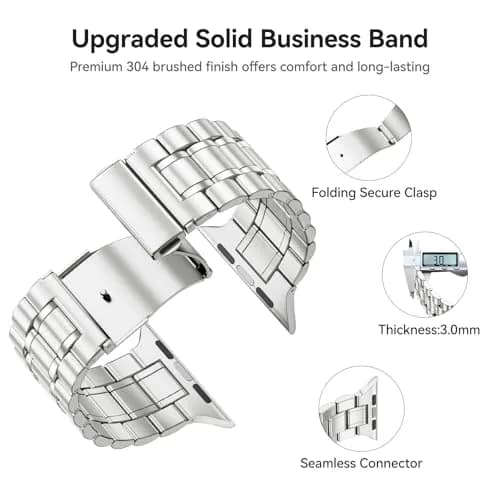 Bestig Stainless Steel Metal Band Compatible with Apple Watch Series 1-11, Ultra 3/2/1, SE 3/2/1 (42mm/44mm/45mm/46mm/49mm) | Adjustable Link Bracelet thumbnail 4