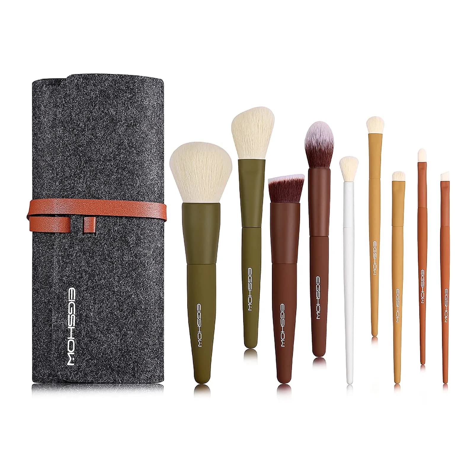 EIGSHOW Makeup Brushes 5 Colors | Ultra Soft Synthetic Kabuki Brush Set for Powder, Blush, Concealers, Contouring, Highlighting