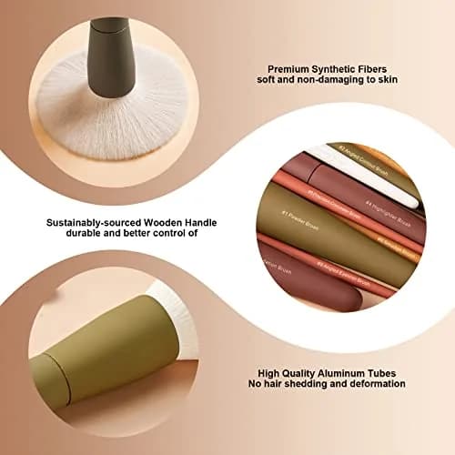 EIGSHOW Makeup Brushes 5 Colors | Ultra Soft Synthetic Kabuki Brush Set for Powder, Blush, Concealers, Contouring, Highlighting thumbnail 3