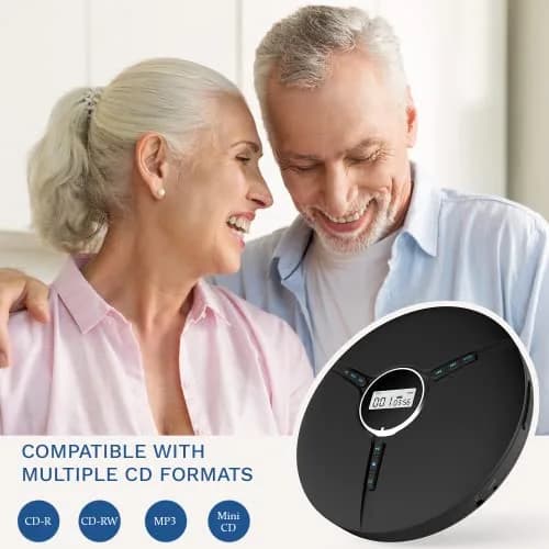 KLIM Discman Portable CD Player with Headphones, Built-in Battery, 14-Hour Playtime | Black thumbnail 2